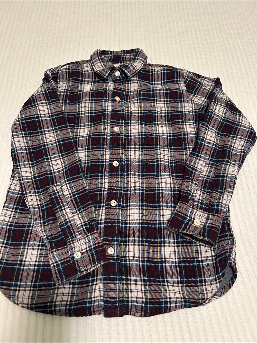 Gap Kis’s Plaid Button-Down Shirt in Burgundy and Navy 10 Regular